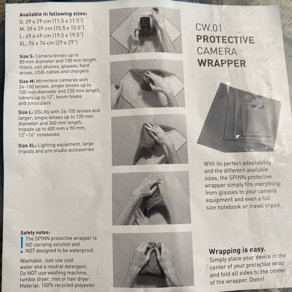 SPINN Design CW.01 Protective Camera Wrapper Lot Of 2 Sz L & M Self Adhesive New - Picture 8 of 8